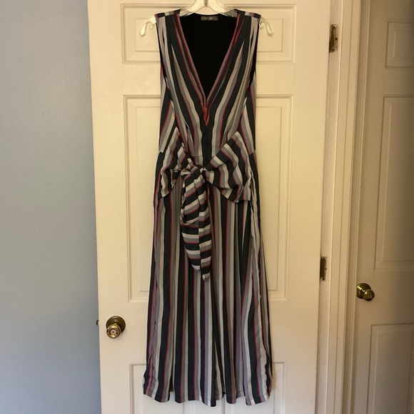 Eshakti Stripe Jumpsuit One Piece Multicolor Tie Waist Plus Size 1X 16W - Picture 1 of 10